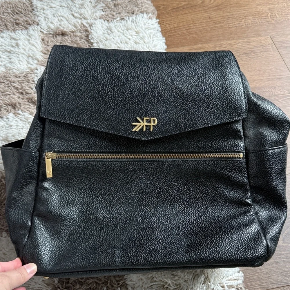 🖤Freshly Picked Black Leather Diaper Bag Backpack